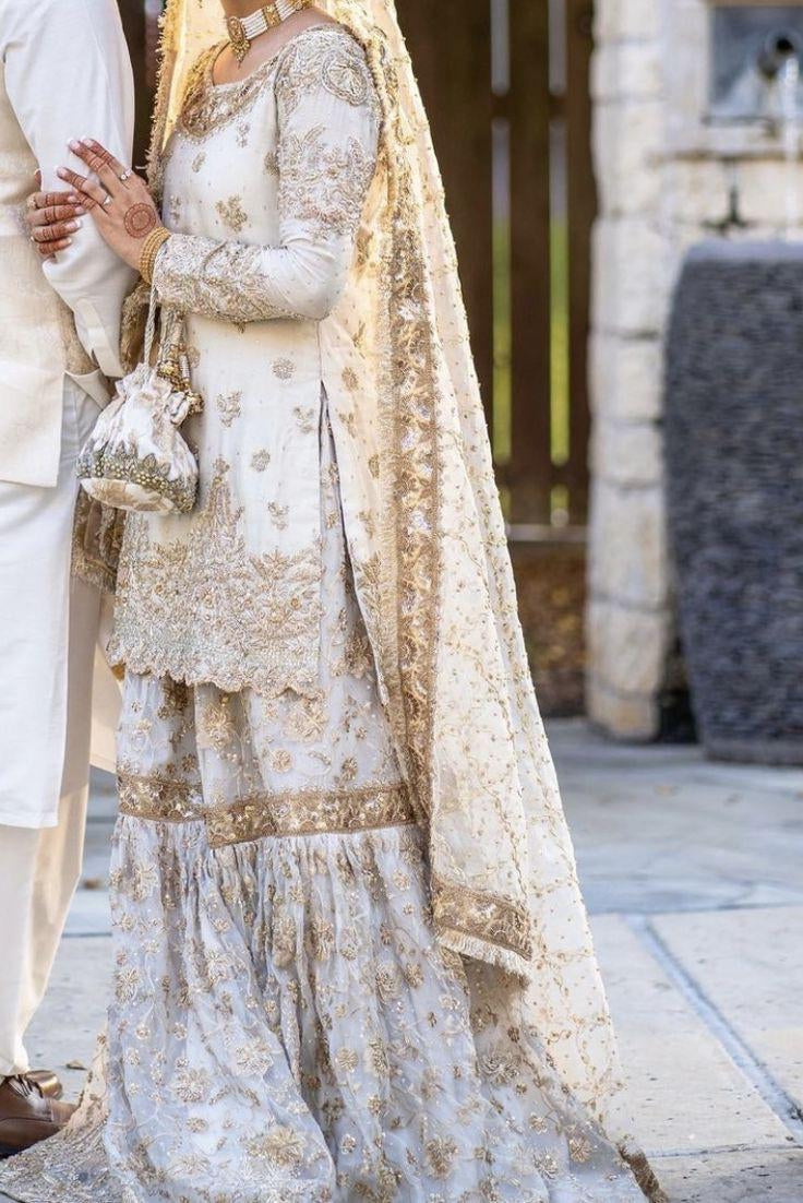 White Heavy Gharara Suit