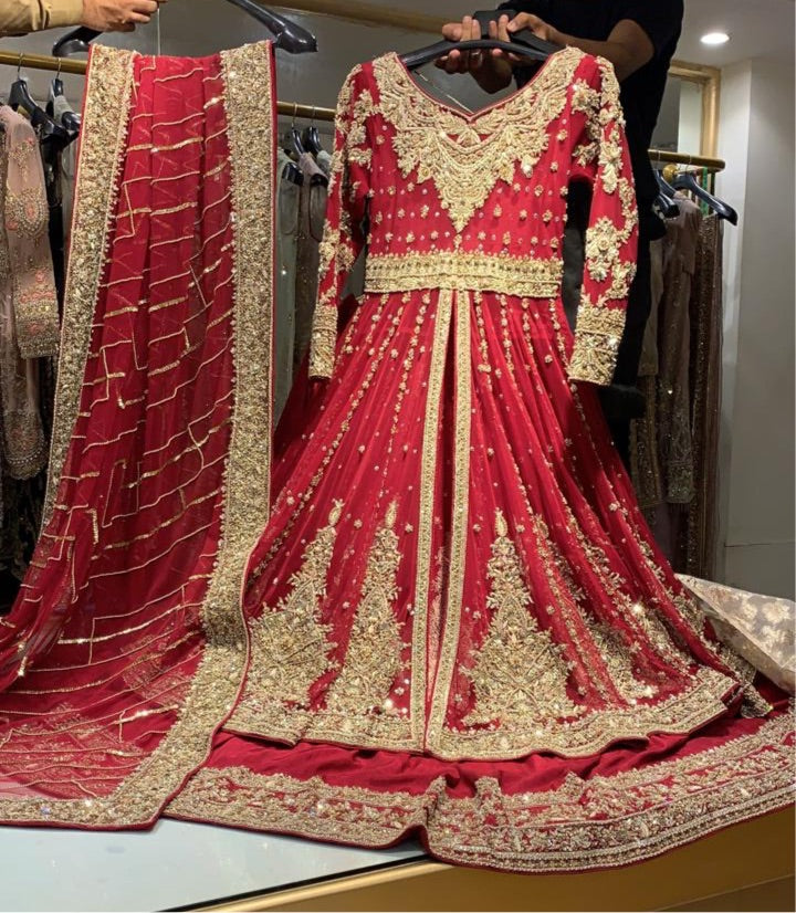 High waisted bridal lengha